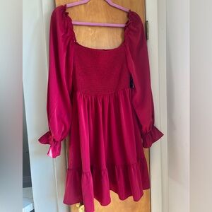 Romantic Pink Long-Sleeve Dress